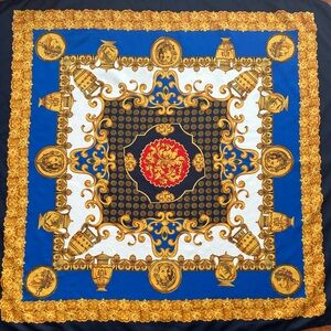 Vintage Silk Roman Greco Style Italian Scarf Large 34” Square Urns Lions Busts